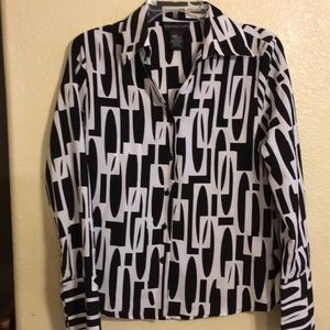 Vintage NWT Jennifer Lloyd abstract black and white blouse